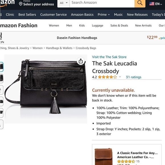 THE‎ SAK LEUCADIA CROSSBODY IN BLACK LEATHER - Picture 1 of 8